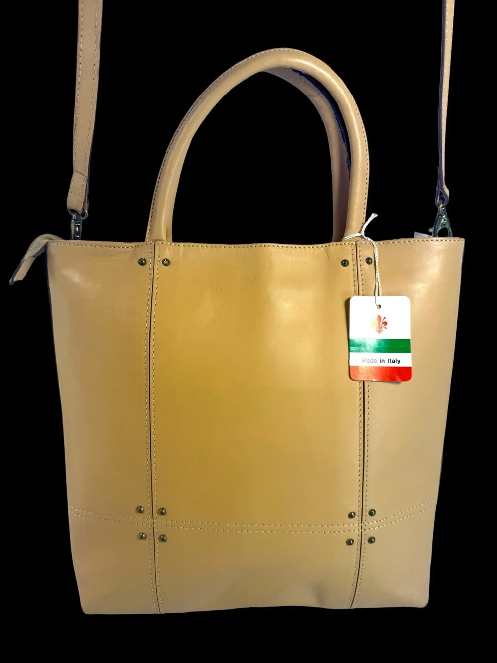 Italian Vachetta Leather Classic  Tote Bag with Shoulder Strap